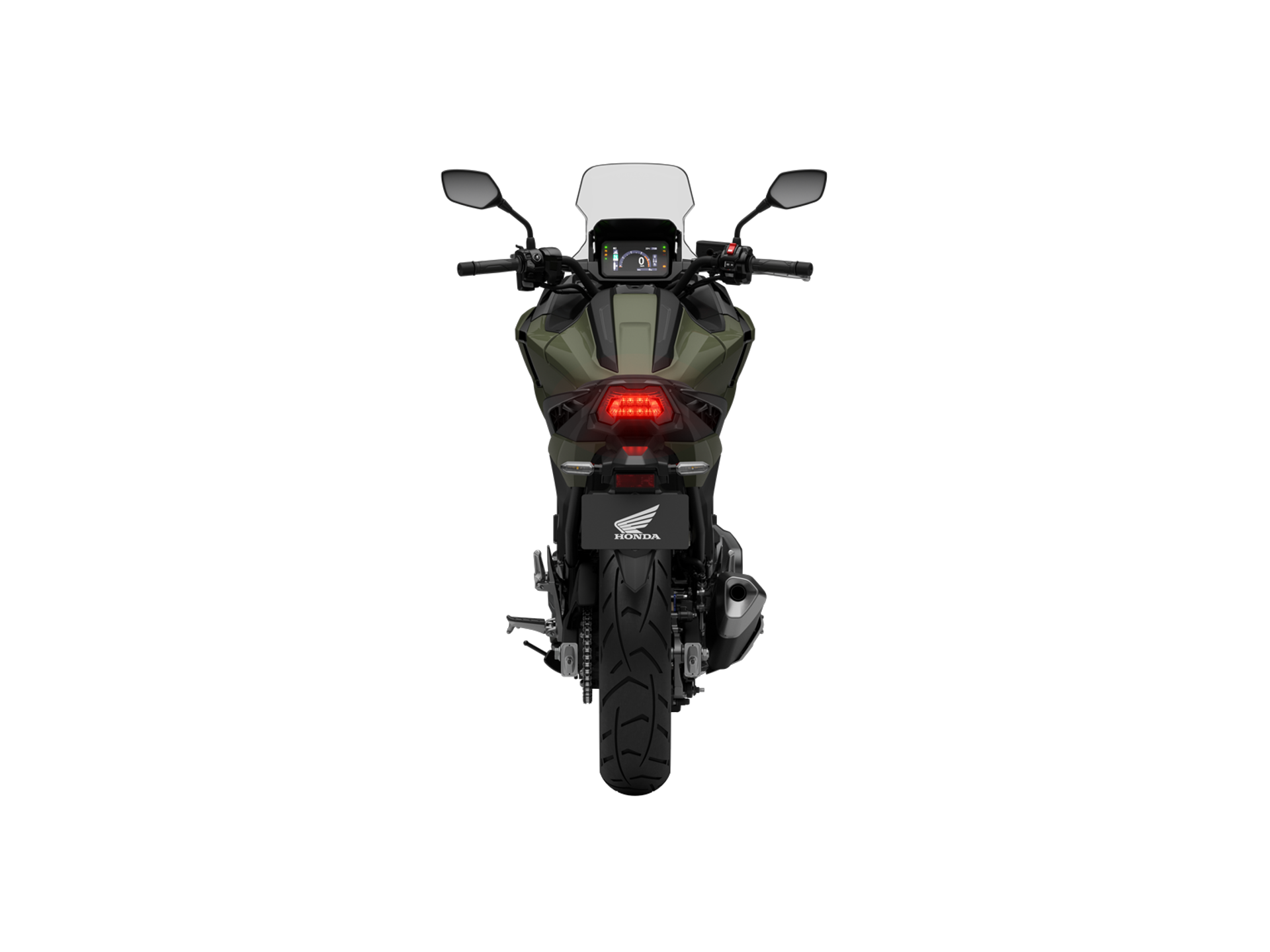 25YM NC750X EARTH KHAKI DCT Rear With Tail Lamp On.png