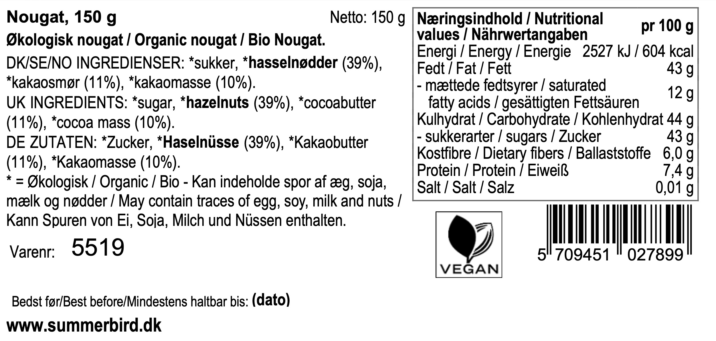 Se ingredienser - Nougat