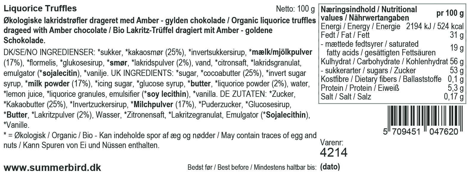 Se ingredienser - Amber Liquorice Truffles