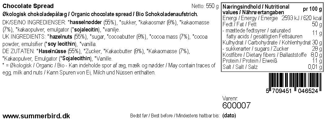 Se ingredienser - Chocolate Spread