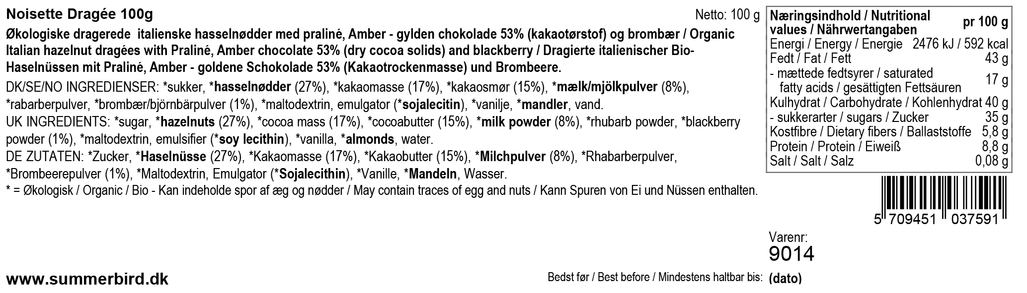 Se ingrediensene - Noisette Dragée