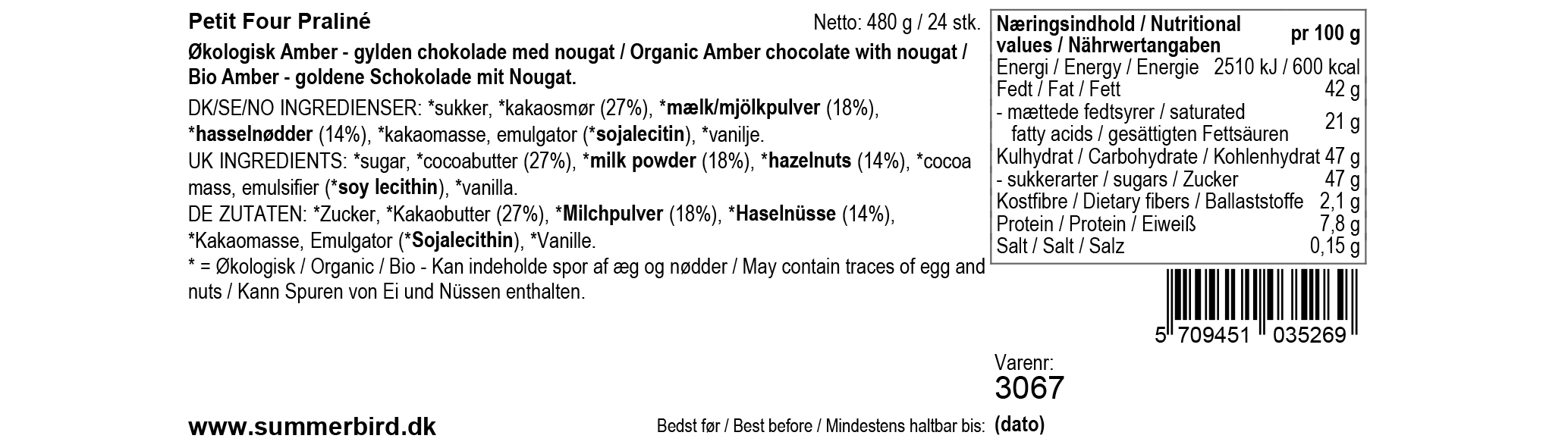 Se ingredienser - Praliné