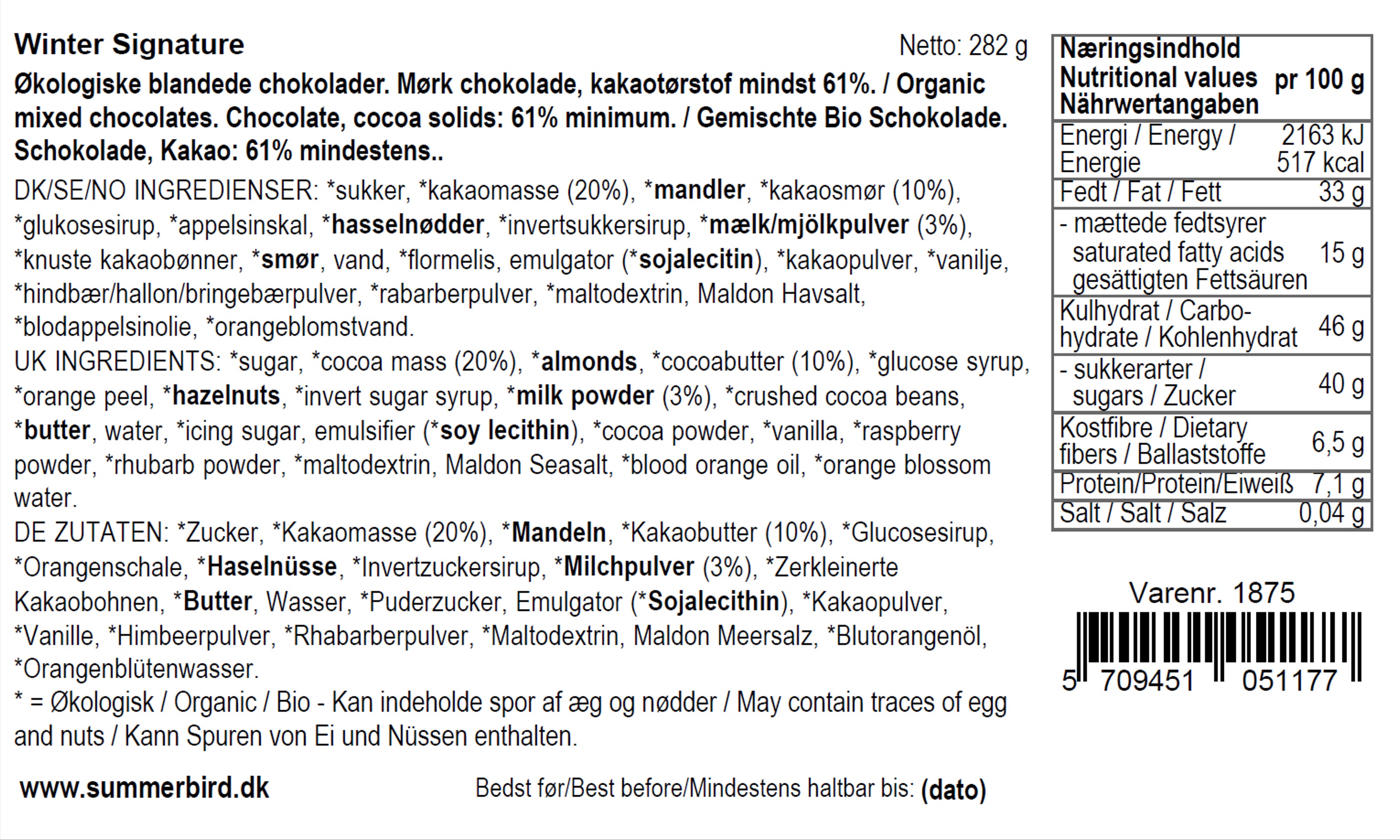 Zutaten & Nährwertangaben sehen - Winter Signature