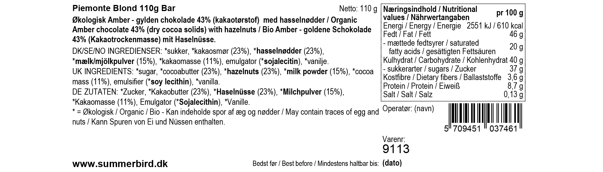 Se ingrediensene - Piemonte Blond - 110 g