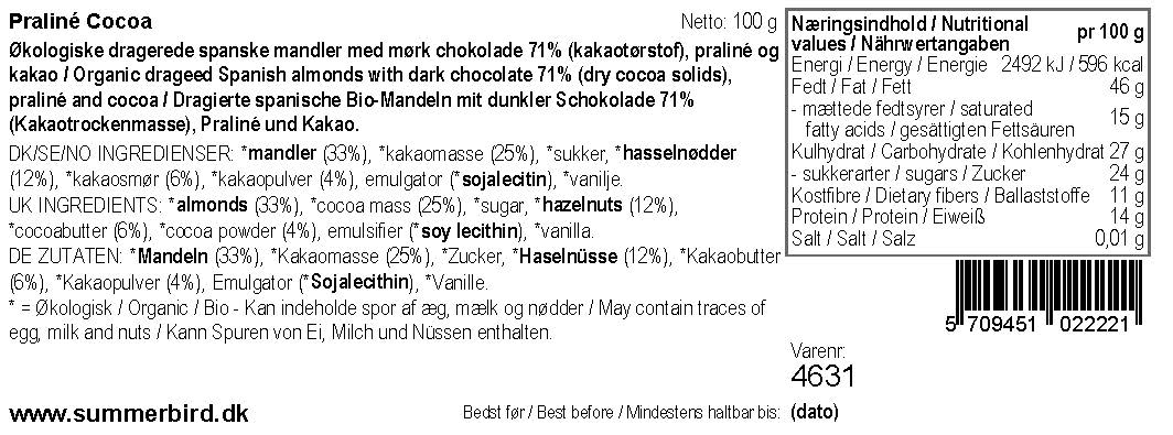 Se ingredienser - Pralin� Cocoa