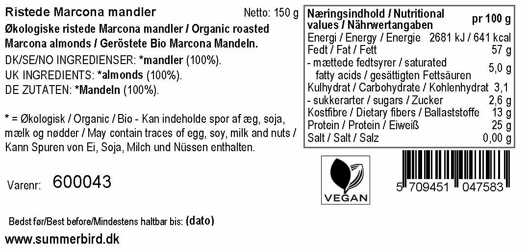 Zutaten & Nährwertangaben sehen - Marcona-Mandeln