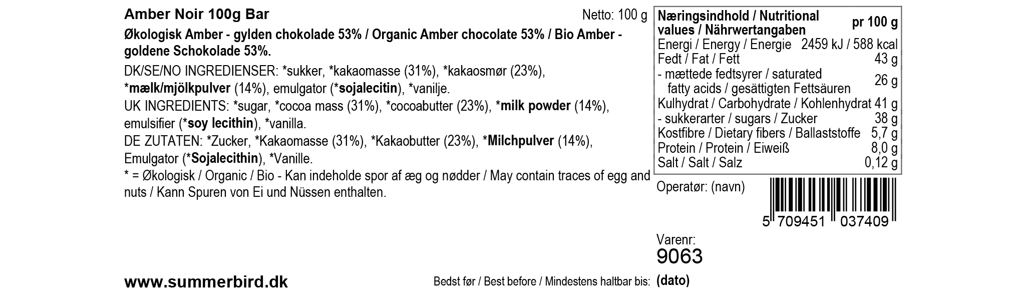 Se ingrediensene - Amber Noir - 100 g