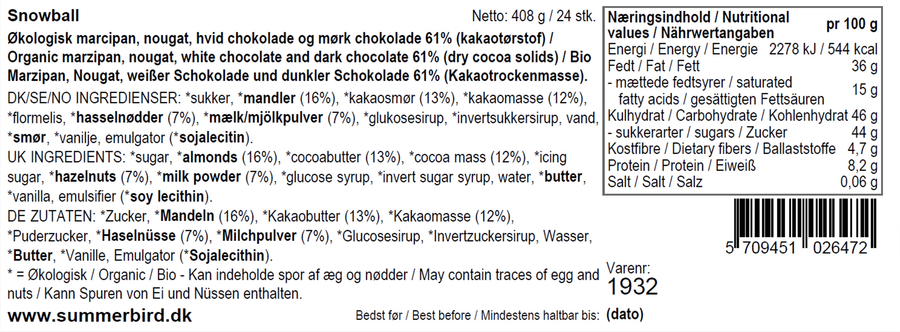 Se ingredienser - Snowball